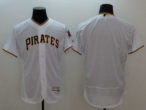 Pirates Blank White Flexbase Authentic Collection Stitched MLB Jersey - Click Image to Close